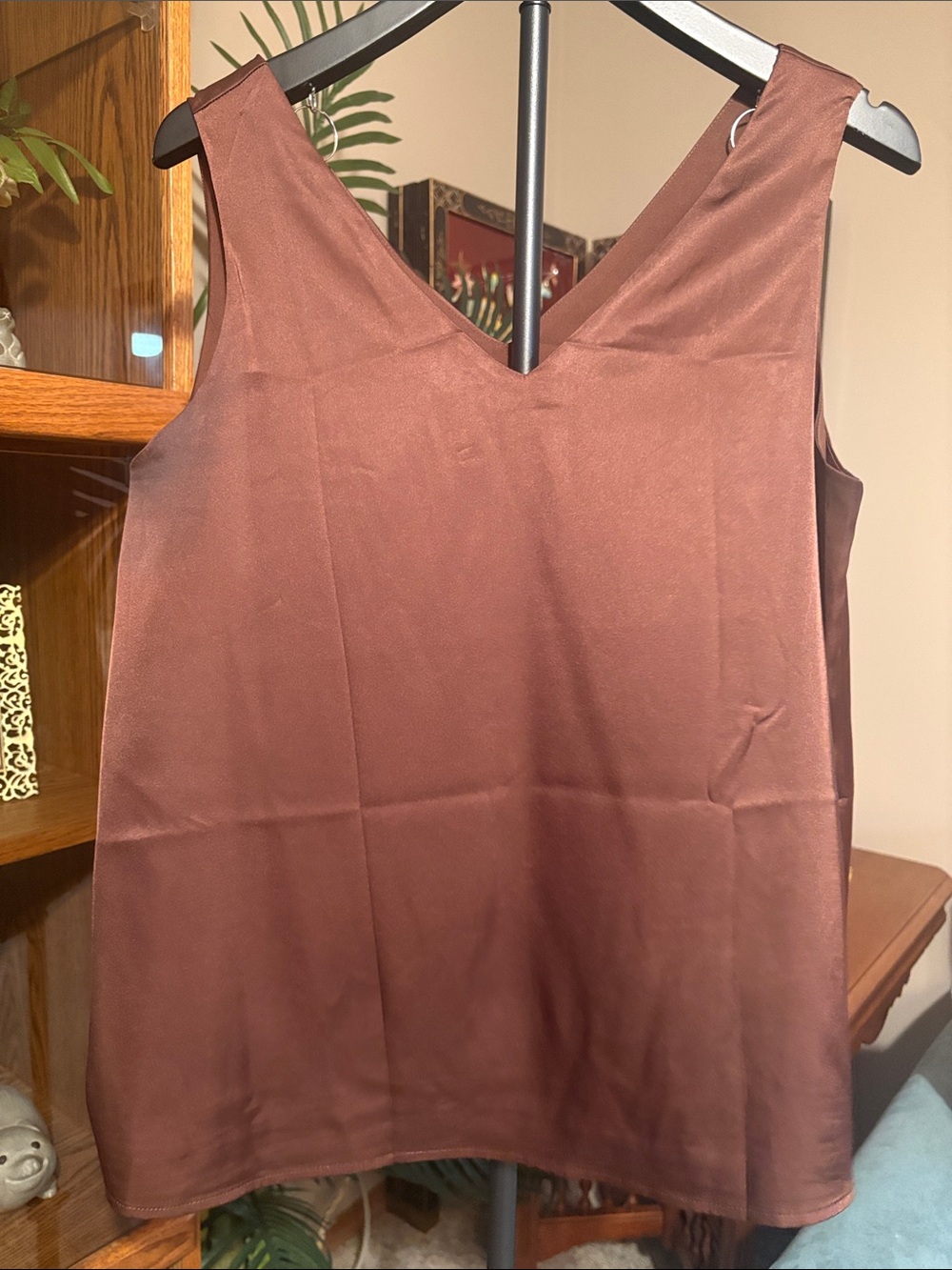 Classic Women's V-Neck Sleeveless Top - Brown